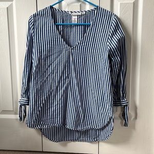 Blue and white striped beach top